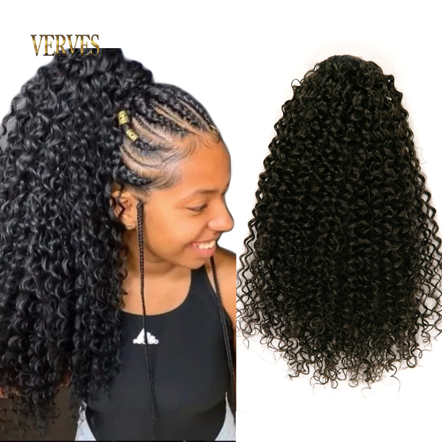 Drawstring Afro Curly Puff Ponytail - VERVES Coulisse sintetica Soffio Coda di