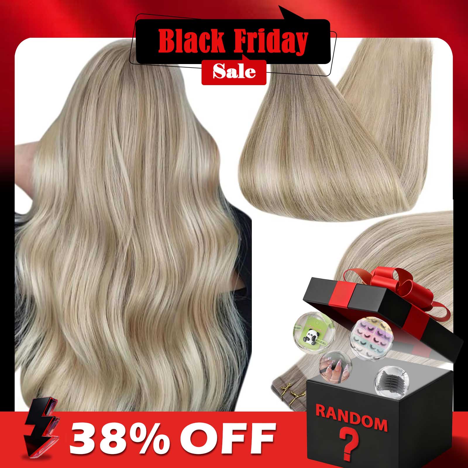 Invisible Tape In Extensions Real Hair - Nastro completamente lucido nelle estensioni dei