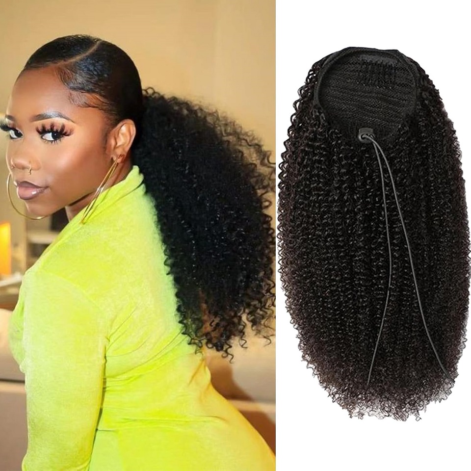Seamless Clip In Hair Extensions Human Hair - Coda di cavallo afro riccia con