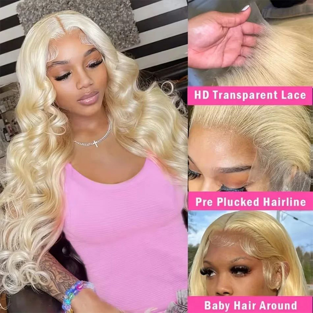613 Blonde Body Wave Lace Front Wig - 613 Parrucca Frontale in Pizzo Trasparente
