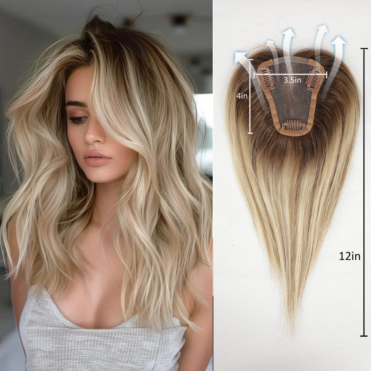 Seamless Clip In Hair Extensions Human Hair - Toppers per capelli umani Remy al