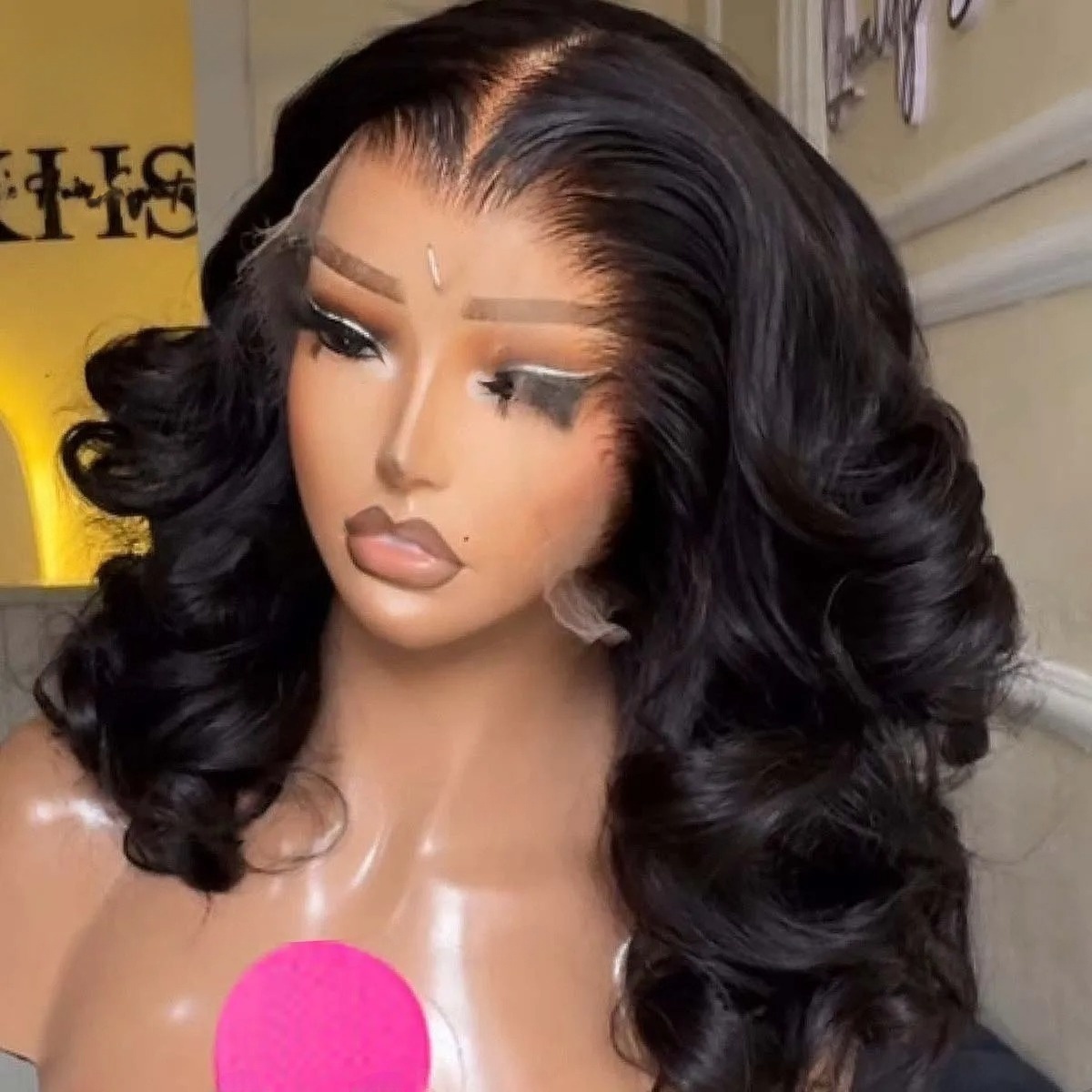 Pre Parted 13X4 Lace Front Bob Wig - Parrucca Nera Corta Bob Ondulata con