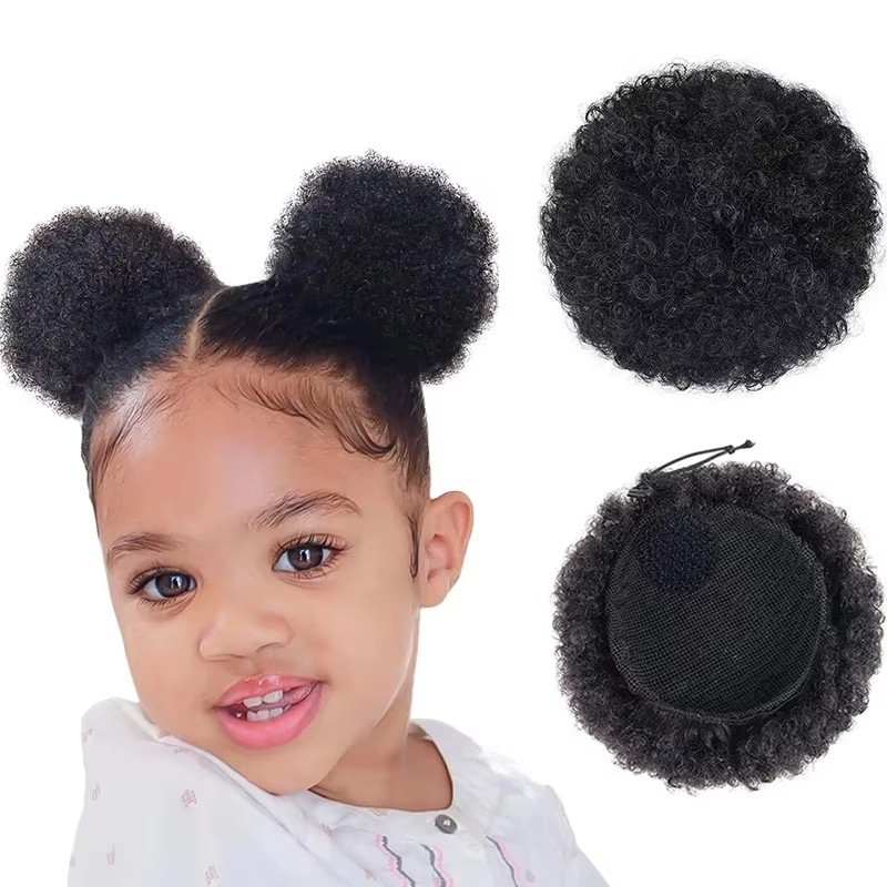 Drawstring Afro Curly Puff Ponytail - 1 Pezzo/Confezione Chignon Afro per Bambine,