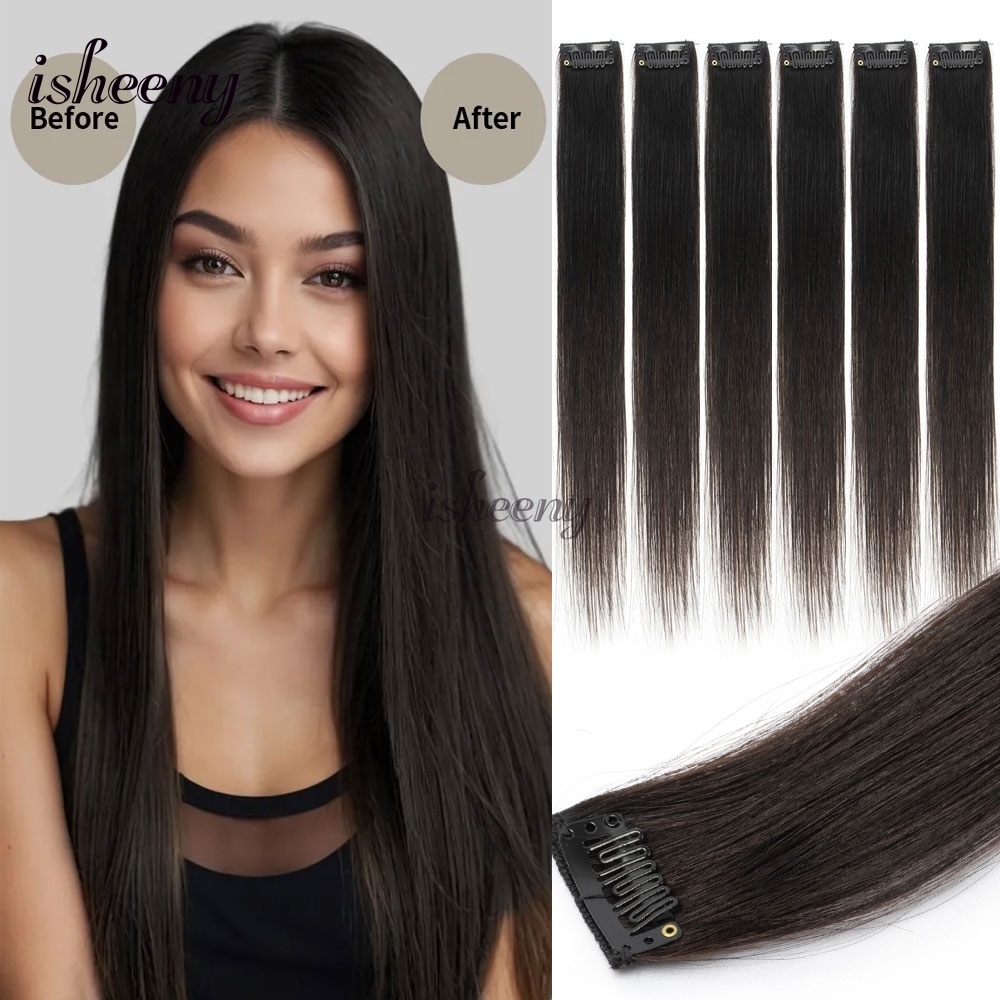 Seamless Clip In Hair Extensions Human Hair - Isheeny 6 Pezzi Mini Extension Capelli
