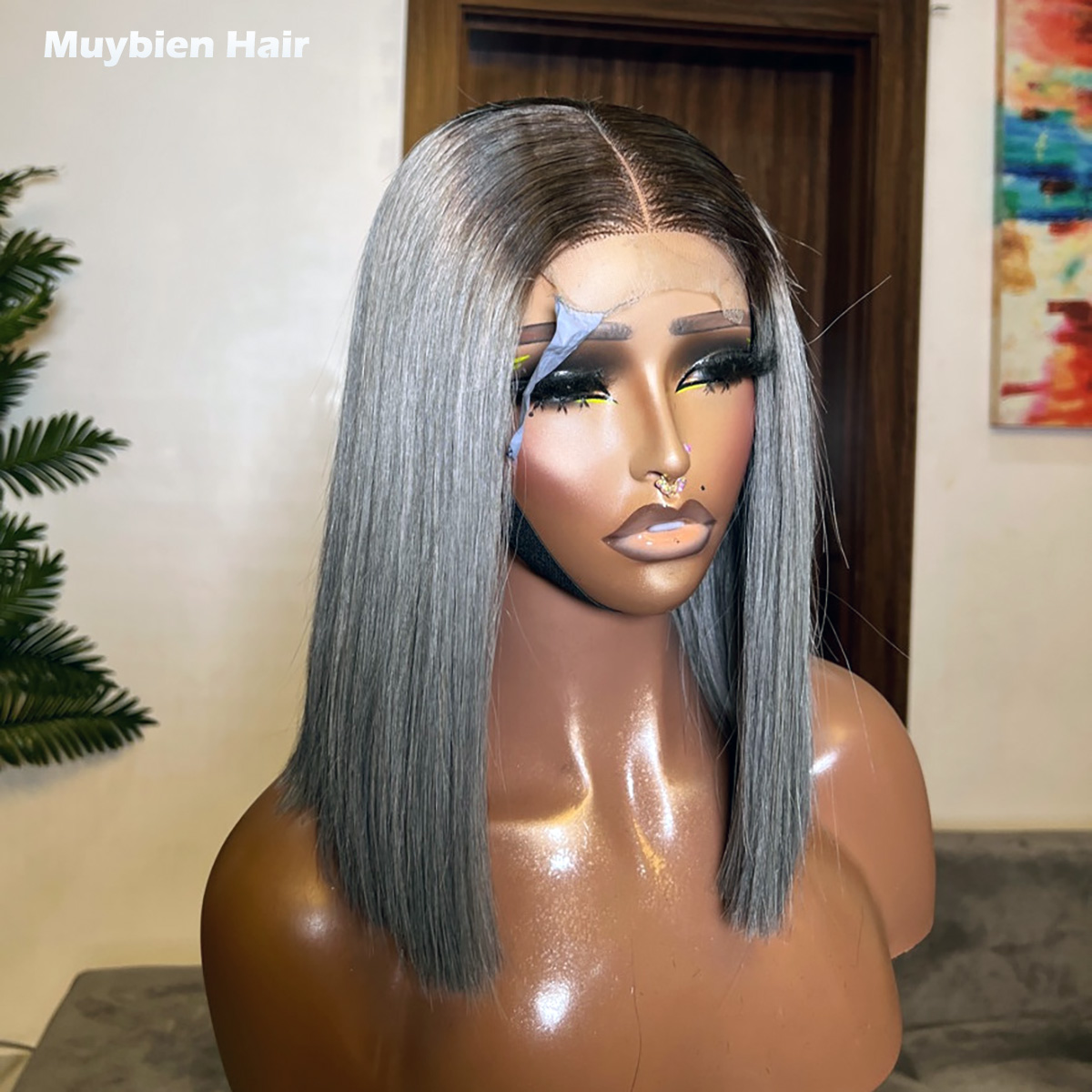 Glueless Wear And Go Human Hair Wig - Parrucca Bob in Capelli Umani Grigio