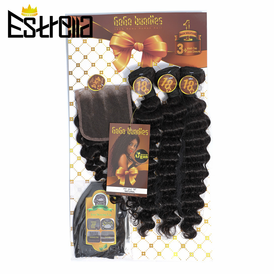 Fasci di capelli umani peruvia - Deep Wave 3 Bundles With Closure recensione e prezzo