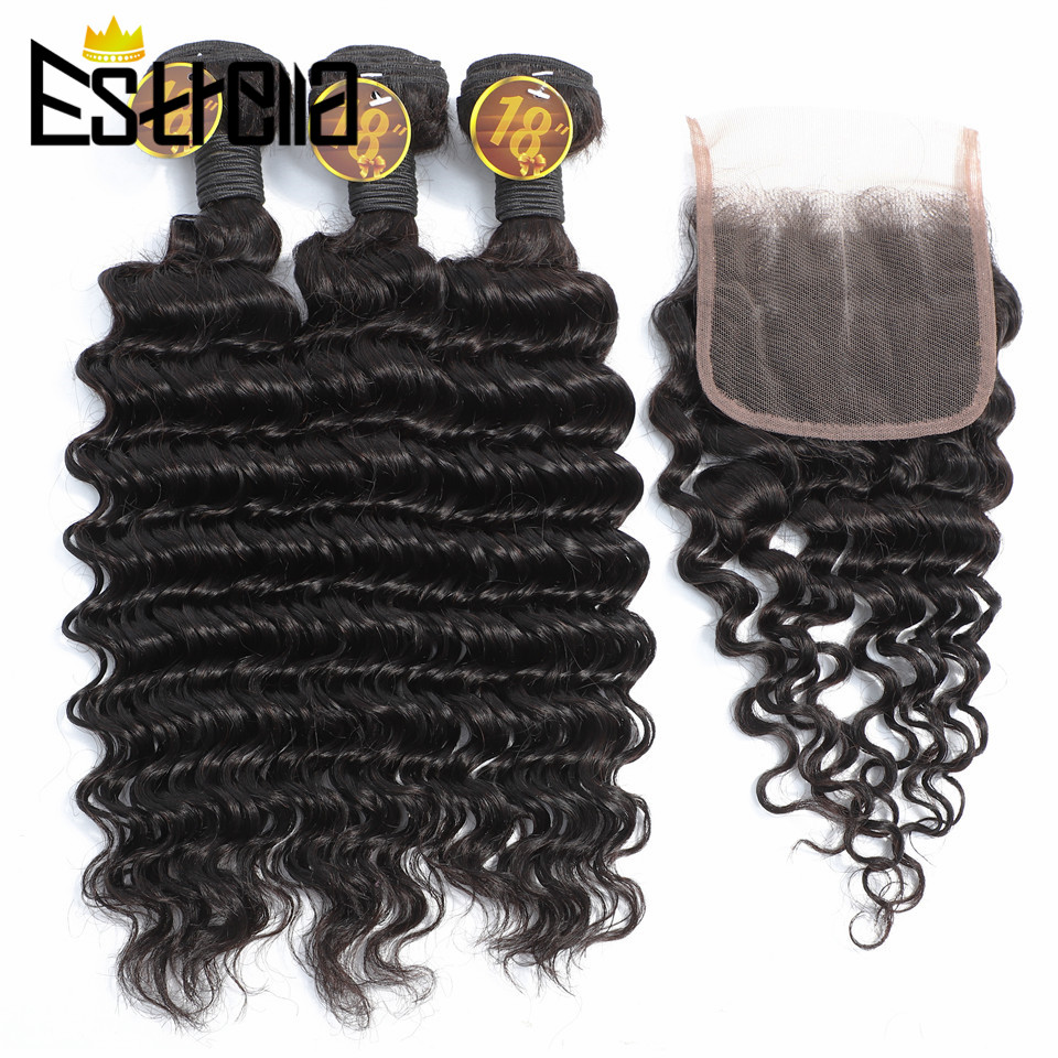 Fasci di capelli umani peruvia - Deep Wave 3 Bundles With Closure recensione e prezzo