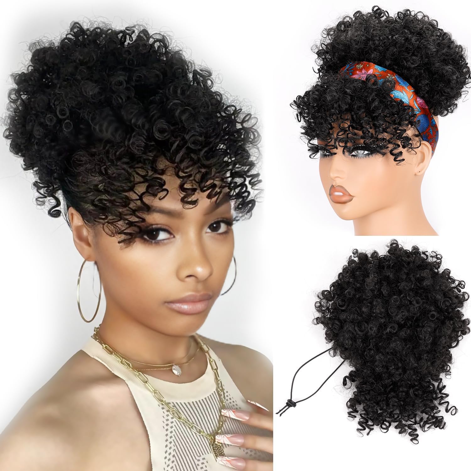 Coda di Cavallo Corta con Coul - Drawstring Afro Curly Puff Ponytail recensione e prezzo