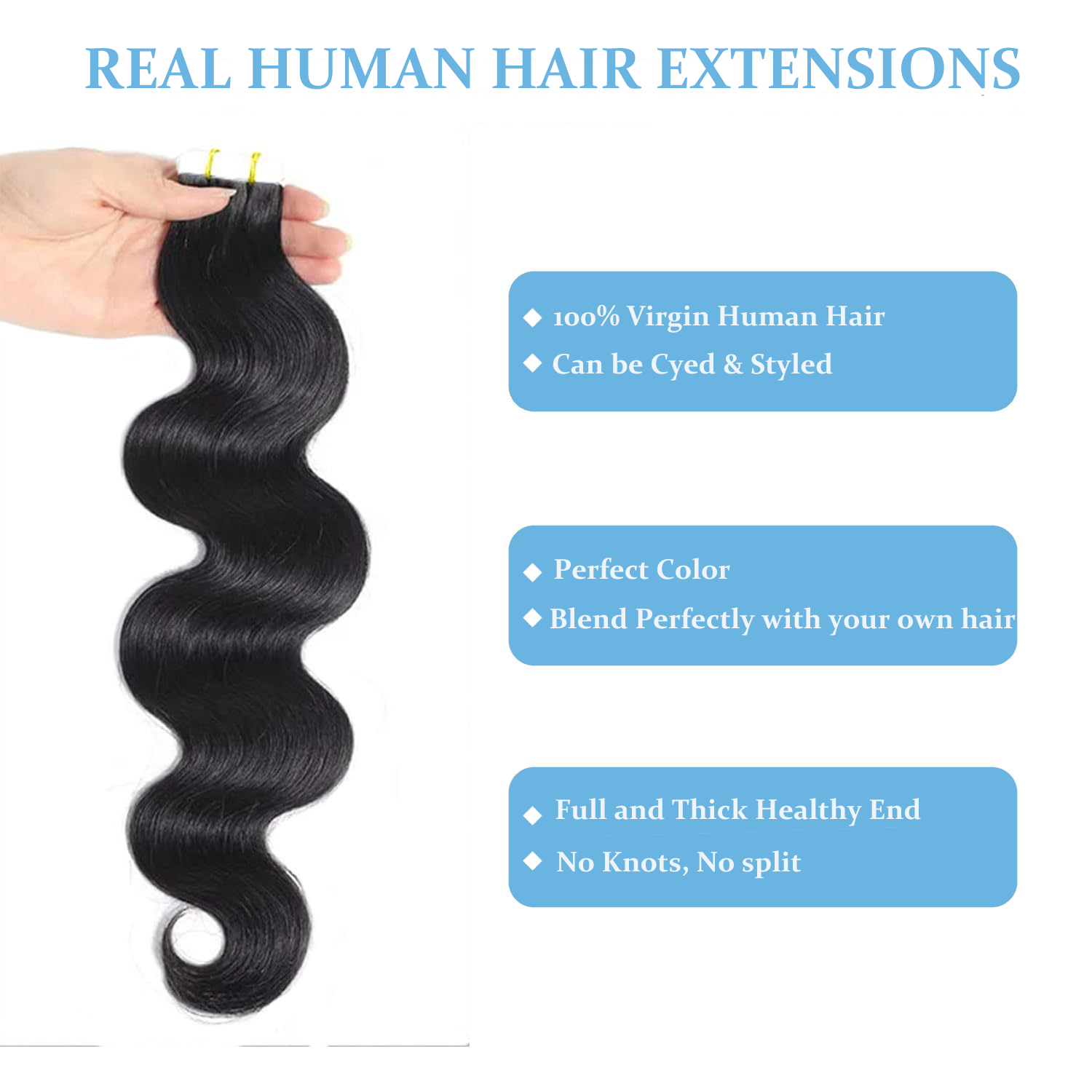 Nastro lungo dell'onda del cor - Invisible Tape In Extensions Real Hair recensione e prezzo