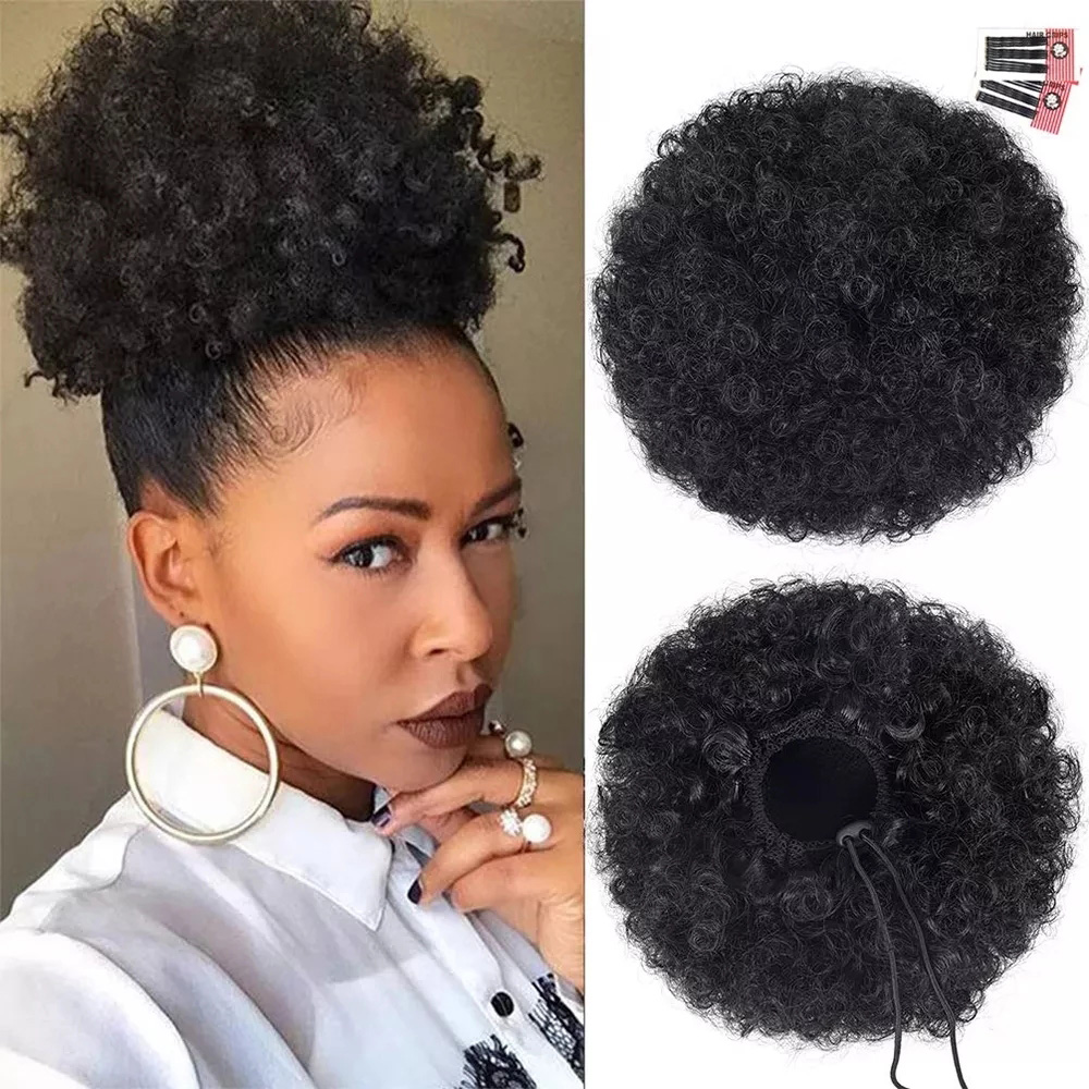 Estensioni sintetiche della co - Drawstring Afro Curly Puff Ponytail recensione e prezzo